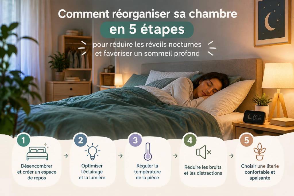 Comment réorganiser sa chambre en 5 étapes pour réduire les réveils nocturnes et favoriser un sommeil profond