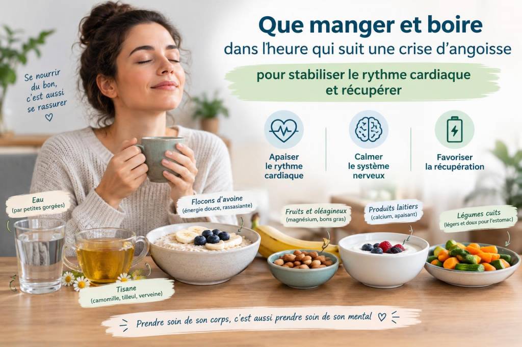 Que manger et boire dans l'heure qui suit une crise d'angoisse pour stabiliser le rythme cardiaque et récupérer