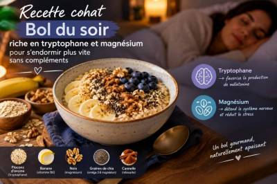 Recette cohat : bol du soir riche en tryptophane et magnésium pour s'endormir plus vite sans compléments